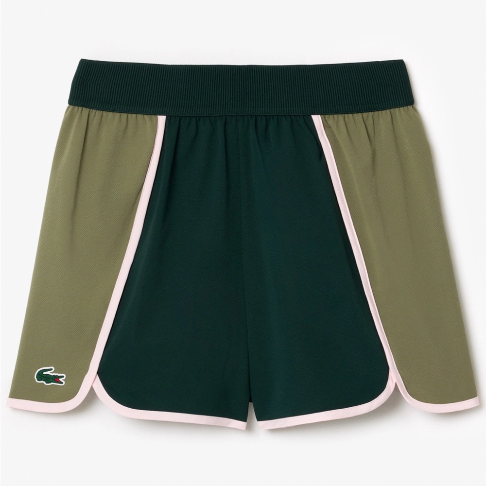 Lacoste Women's Green Two-Tone Athletic Shorts